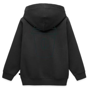 Bohnenliebevoller Becher zum Mitnehmen - Kinder Premium Organic Zip Hoodie - Schwarz - Hinten - AI Model Kid Male (0cm)
