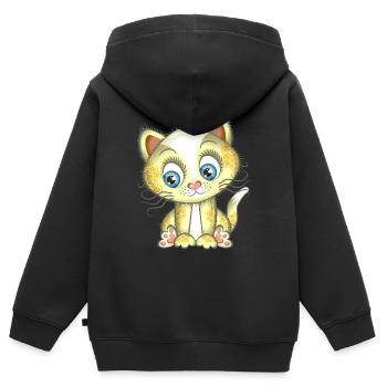 Baby Yellow Kitty Cat Cartoon - Kids Premium Organic Zip-up Hoodie - black - Back - AI Model Kid Male (0cm)