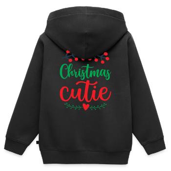 Christmas cutie - humour noël - Sweat Premium à capuche zippé enfant bio - noir - Dos - AI Model Kid Male (0cm)