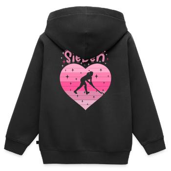 Hockeyspielerin 7. Geburtstag - Kinder Premium Organic Zip Hoodie - Schwarz - Hinten - AI Model Kid Male (0cm)