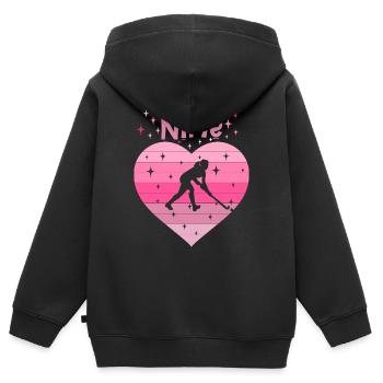 Hockeyspielerin 9. Geburtstag - Kinder Premium Organic Zip Hoodie - Schwarz - Hinten - AI Model Kid Male (0cm)