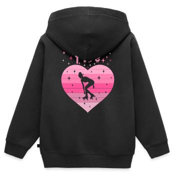 Herz Liebe Sport Rollschuh Mädchen 5. Geburtstag - Kinder Premium Organic Zip Hoodie - Schwarz - Hinten - AI Model Kid Male (0cm)