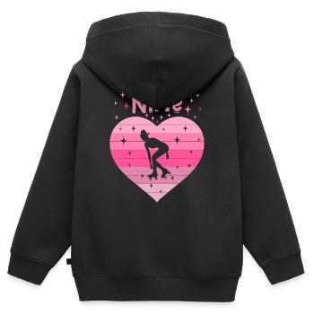 Herz Liebe Sport Rollschuh Mädchen 9. Geburtstag - Kinder Premium Organic Zip Hoodie - Schwarz - Hinten - AI Model Kid Male (0cm)