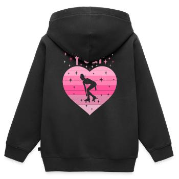 Herz Liebe Sport Rollschuh Mädchen 4. Geburtstag - Kinder Premium Organic Zip Hoodie - Schwarz - Hinten - AI Model Kid Male (0cm)