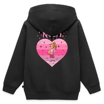 Herz Liebe Sport Basketball Mädchen 9. Geburtstag - Kinder Premium Organic Zip Hoodie - Schwarz - Hinten - AI Model Kid Male (0cm)