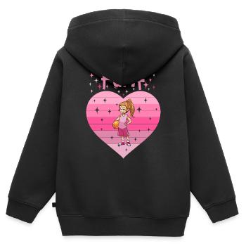 Herz Liebe Sport Basketball Mädchen 5. Geburtstag - Kinder Premium Organic Zip Hoodie - Schwarz - Hinten - AI Model Kid Male (0cm)