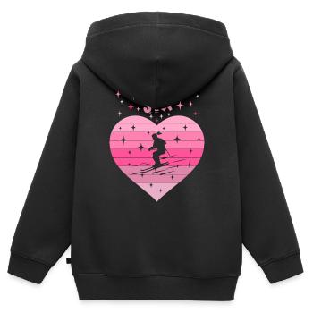 Herz Liebe Hobby Skifahren 6. Geburtstag - Kinder Premium Organic Zip Hoodie - Schwarz - Hinten - AI Model Kid Male (0cm)