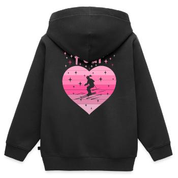 Herz Liebe Hobby Skifahren 4. Geburtstag - Kinder Premium Organic Zip Hoodie - Schwarz - Hinten - AI Model Kid Male (0cm)