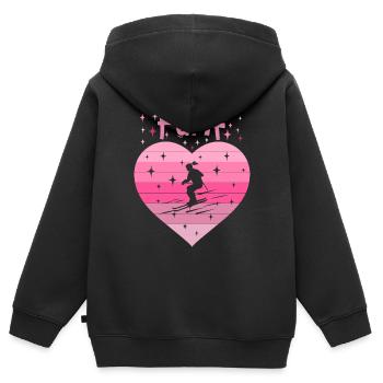 Herz Liebe Hobby Skifahren 5. Geburtstag - Kinder Premium Organic Zip Hoodie - Schwarz - Hinten - AI Model Kid Male (0cm)