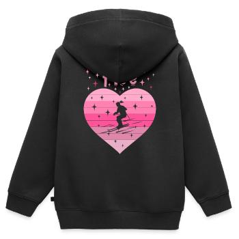 Herz Liebe Hobby Skifahren 5. Geburtstag - Kinder Premium Organic Zip Hoodie - Schwarz - Hinten - AI Model Kid Male (0cm)