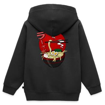 Ramen - Kinder Premium Organic Zip Hoodie - Schwarz - Hinten - AI Model Kid Male (0cm)
