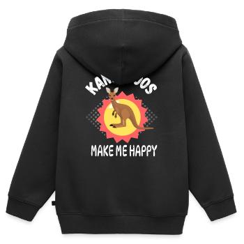 Kangaroos make me happy - Kids Premium Organic Zip-up Hoodie - black - Back - AI Model Kid Male (0cm)
