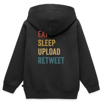 Eat Sleep Retweet hochladen - Kinder Premium Organic Zip Hoodie - Schwarz - Hinten - AI Model Kid Male (0cm)