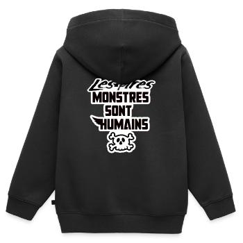 Les pires monstres sont humain halloween - Sweat Premium à capuche zippé enfant bio - noir - Dos - AI Model Kid Male (0cm)