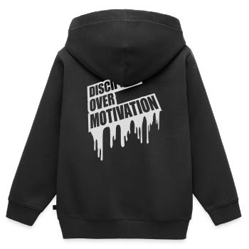 Citation de discipline sur la motivation - Sweat Premium à capuche zippé enfant bio - noir - Dos - AI Model Kid Male (0cm)