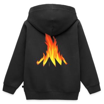 Lagerfeuer Camping Natur Wald Feuer draußen Zelt 1 - Kinder Premium Organic Zip Hoodie - Schwarz - Hinten - AI Model Kid Male (0cm)