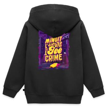 Ice Crime - Sweat Premium à capuche zippé enfant bio - noir - Dos - AI Model Kid Male (0cm)