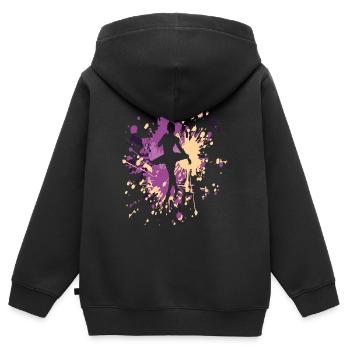 Éclaboussure de couleur de ballerine de danse - Sweat Premium à capuche zippé enfant bio - noir - Dos - AI Model Kid Male (0cm)