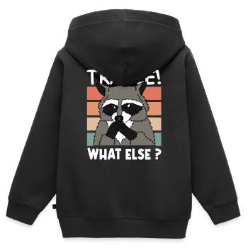 TRANCE RACOON Cadeau de Noël Techno - Sweat Premium à capuche zippé enfant bio - noir - Dos - AI Model Kid Male (0cm)