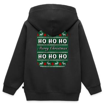 Joyeux Noël - Sweat Premium à capuche zippé enfant bio - noir - Dos - AI Model Kid Male (0cm)