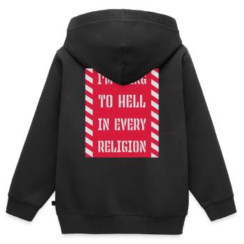 Aller en enfer - Sweat Premium à capuche zippé enfant bio - noir - Dos - AI Model Kid Male (0cm)