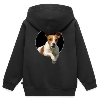 Jack Russel aus dem Loch - Kinder Premium Organic Zip Hoodie - Schwarz - Hinten - AI Model Kid Male (0cm)