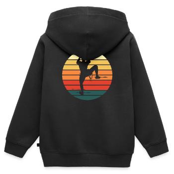 Klettern Bergsteigen Retro Vintage Geschenk - Kinder Premium Organic Zip Hoodie - Schwarz - Hinten - AI Model Kid Male (0cm)