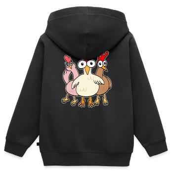 Drôles de poulets Gardien de poulet Amateurs de poulet Poulet - Sweat Premium à capuche zippé enfant bio - noir - Dos - AI Model Kid Male (0cm)