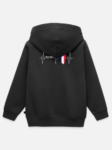 Corse Carte Heartbeat Line Cadeau - Sweat Premium à capuche zippé enfant bio - noir