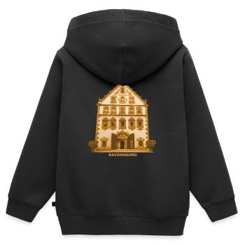 Ravensburg Lederhaus Schwaben Bodensee Baden-Württ - Kinder Premium Organic Zip Hoodie - Schwarz - Hinten - AI Model Kid Male (0cm)