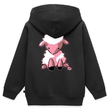 Milo das kleine Schaf - Kinder Premium Organic Zip Hoodie - Schwarz - Hinten - AI Model Kid Male (0cm)