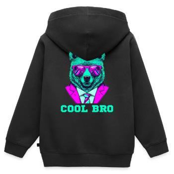 cool bro bär - Kinder Premium Organic Zip Hoodie - Schwarz - Hinten - AI Model Kid Male (0cm)