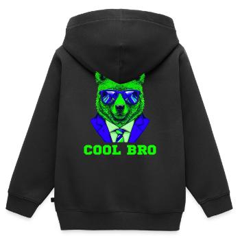 Cool Bro Bear - Sweat Premium à capuche zippé enfant bio - noir - Dos - AI Model Kid Male (0cm)
