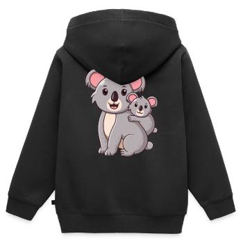 Joyeux koala ours koala - Sweat Premium à capuche zippé enfant bio - noir - Dos - AI Model Kid Male (0cm)