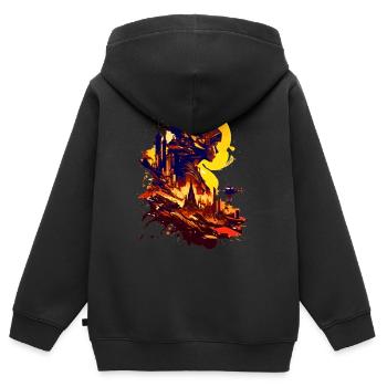 Science-fiction sur une planète extraterrestre dans l’espace - Sweat Premium à capuche zippé enfant bio - noir - Dos - AI Model Kid Male (0cm)