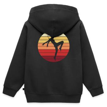 Kickboxerin Kickboxen Retro Vintage Geschenk Damen - Kinder Premium Organic Zip Hoodie - Schwarz - Hinten - AI Model Kid Male (0cm)