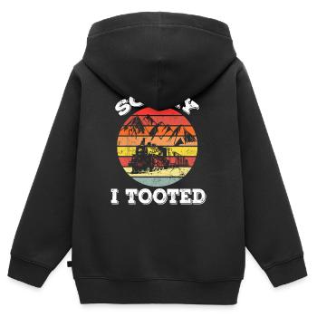 Sorry I Tooted - Rétro - Sweat Premium à capuche zippé enfant bio - noir - Dos - AI Model Kid Male (0cm)