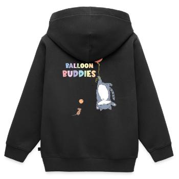 Balloon buddies lustige maus und katze - Kinder Premium Organic Zip Hoodie - Schwarz - Hinten - AI Model Kid Male (0cm)