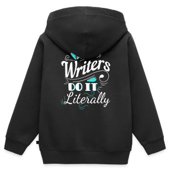 Les écrivains Tom le font littéralement - Sweat Premium à capuche zippé enfant bio - noir - Dos - AI Model Kid Male (0cm)