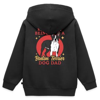 Boston Terrier Hund Papa Bostie Hunde Hundebesitzer Bosto - Kinder Premium Organic Zip Hoodie - Schwarz - Hinten - AI Model Kid Male (0cm)
