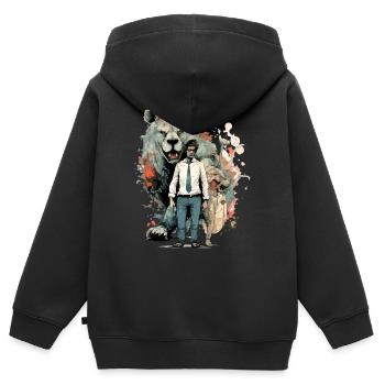 L'âme de la bête - Sweat Premium à capuche zippé enfant bio - noir - Dos - AI Model Kid Male (0cm)