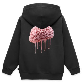 Melting Brain - Kids Premium Organic Zip-up Hoodie - black - Back - AI Model Kid Male (0cm)