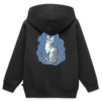 Ivypool Ivy Lake Grey Cat Snow Warriors Cat - Kids Premium Organic Zip-up Hoodie - black - Back - AI Model Kid Male (0cm)