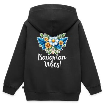 BOUQUET DE VIBRATIONS BAVAROISES - Sweat Premium à capuche zippé enfant bio - noir - Dos - AI Model Kid Male (0cm)