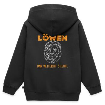 Löwen & 3 Leute – Mein Rudel - Kinder Premium Organic Zip Hoodie - Schwarz - Hinten - AI Model Kid Male (0cm)