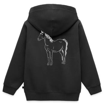 Chevaux : majesté et grâce combinées - Sweat Premium à capuche zippé enfant bio - noir - Dos - AI Model Kid Male (0cm)