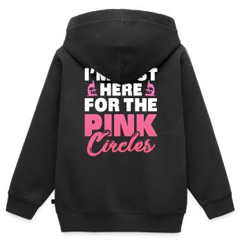 I'm just here for the pink circles Design - Kids Premium Organic Zip-up Hoodie - black - Back - AI Model Kid Male (0cm)