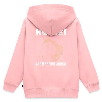 Chevaux - âmes sœurs sur quatre sabots - Sweat Premium à capuche zippé enfant bio - rose - Dos - AI Model Kid Female (0cm)