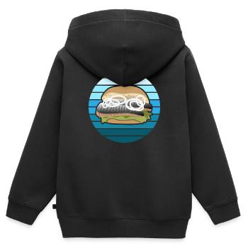 Fischbrötchen Fanatiker - Das ultimative Geschenk - Kinder Premium Organic Zip Hoodie - Schwarz - Hinten - AI Model Kid Male (0cm)