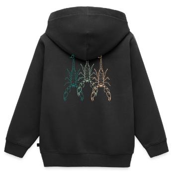 Drei Skorpione Trio Exotik Geschenk - Kinder Premium Organic Zip Hoodie - Schwarz - Hinten - AI Model Kid Male (0cm)